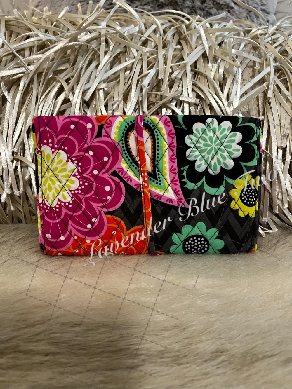 VERA BRADLEY Ziggy Zinnia  2014 All Wrapped Up Jewlery Roll Case  Orange Floral